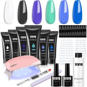 6 PCS Polygel Nail Kit With UV Nail Lamp, Slip Solution, Top Base Coat, Builder Nails Art Tools For Beginners (Option: W13551016)