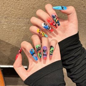 Graffiti Oil Painting Series Removable Fake Nails Wear Armor (Option: 2210 Super Long Ladder-Large L)