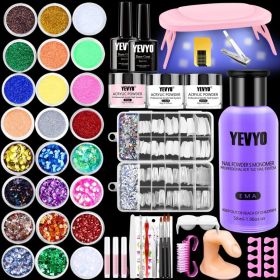 Professional Acrylic Nail Kit, With Pink Nail UV LED Lamps, Acrylic Powders,  Base Top Coat, Nail Tips, Rhinestones, Nail Decorations And Nail Ar (Option: W13549594)