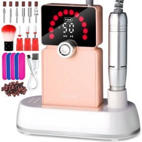 Nail Drill, Portable Electric Nail File 50000RPM, Rechargeable Nail Drill Professional With Bits & Base, For Acrylic Gel Nails, E-File Machine, M (Option: Orange)